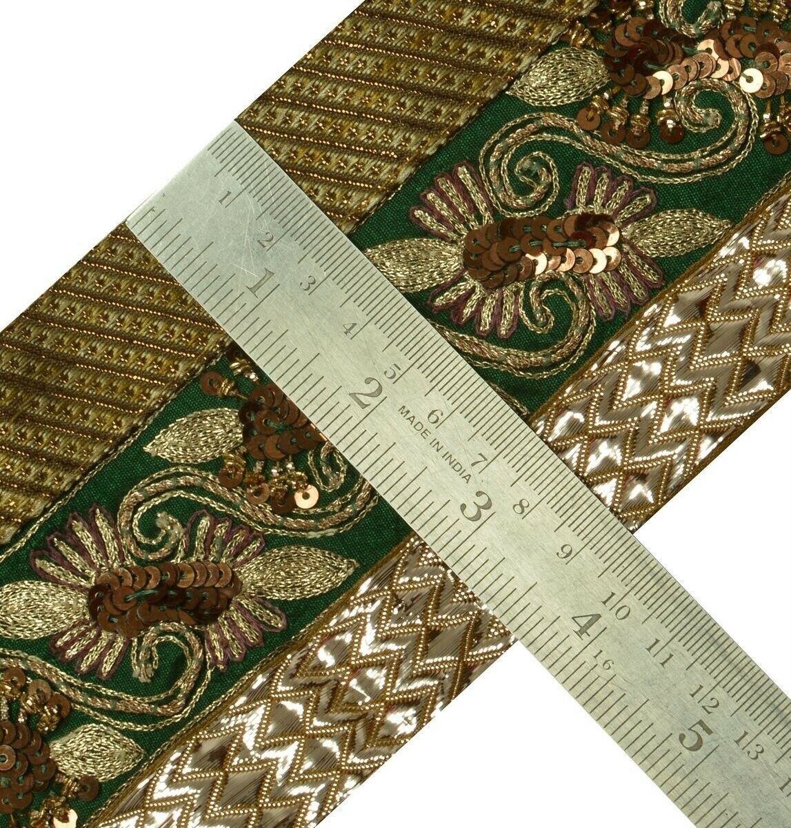 Vintage Sari Border Indian Craft Trim Hand Beaded Embroidered Patch Work Lace