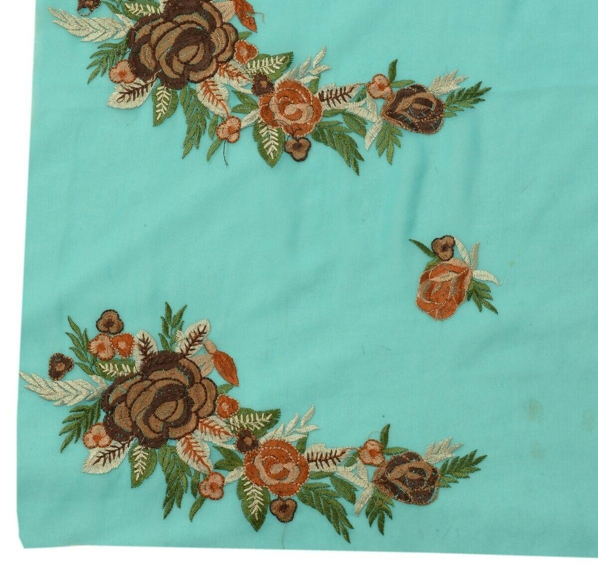 Vintage Saree Multi Purpose Fabric Piece for Sew Craft Embroidered Turquoise