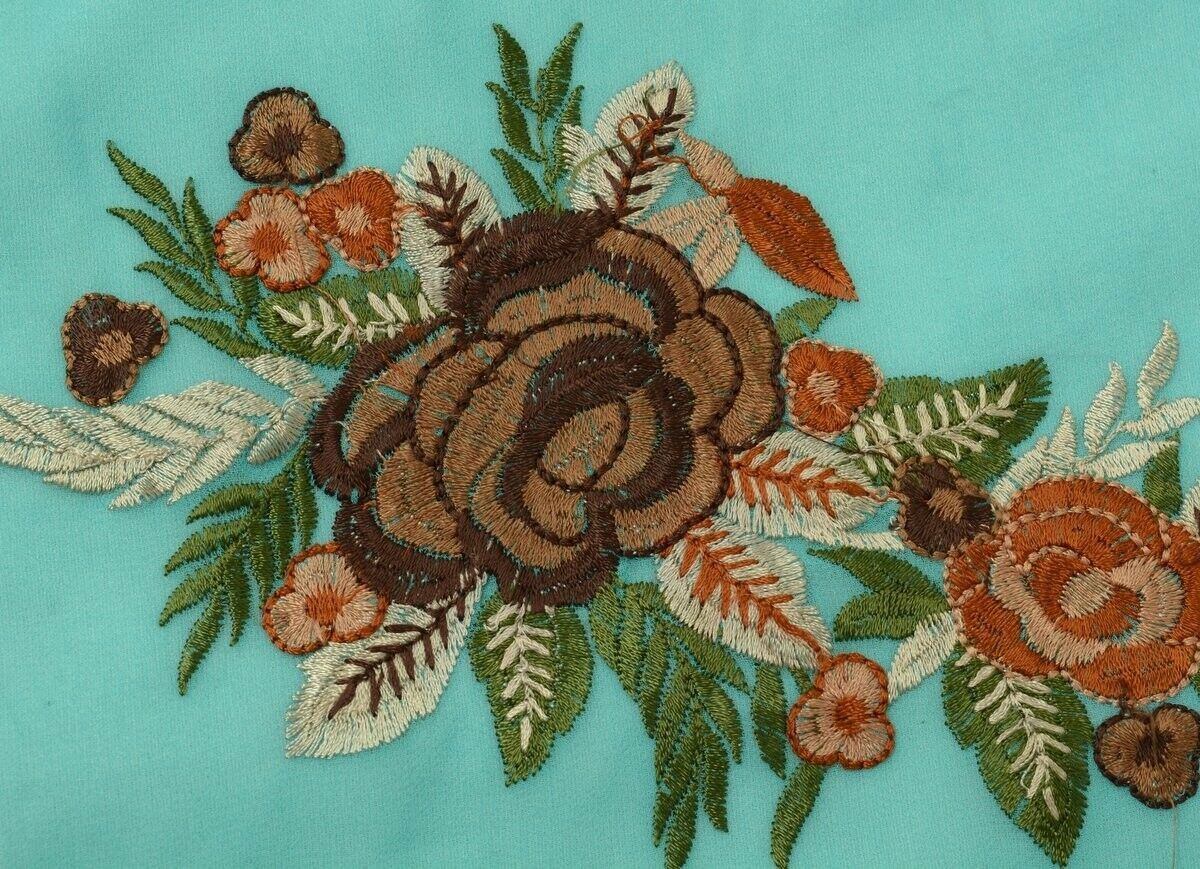 Vintage Saree Multi Purpose Fabric Piece for Sew Craft Embroidered Turquoise