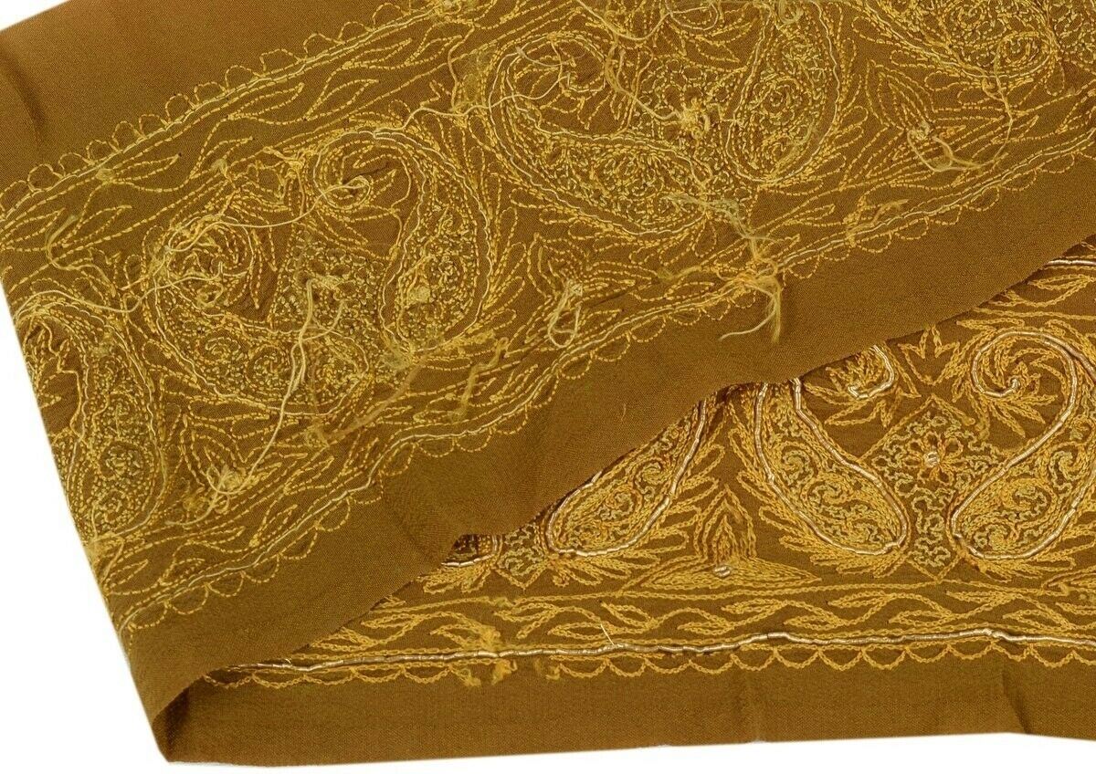 Vintage Sari Border Indian Craft Trim Beaded Embroidered Ribbon Lace Mustard