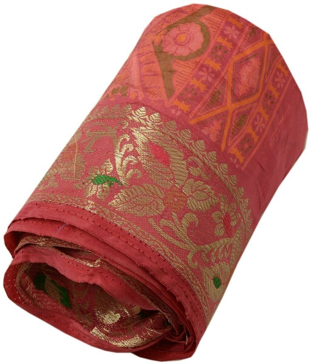 Vintage Sari Border Indian Craft Trim Zari Woven Floral Sewing Ribbon Lace Pink