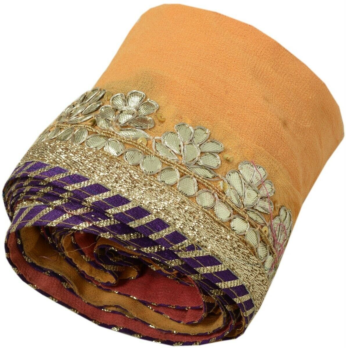 Vintage Sari Border Antique Craft Trim Hand Beaded Gota Pattin Ribbon Lace Peach
