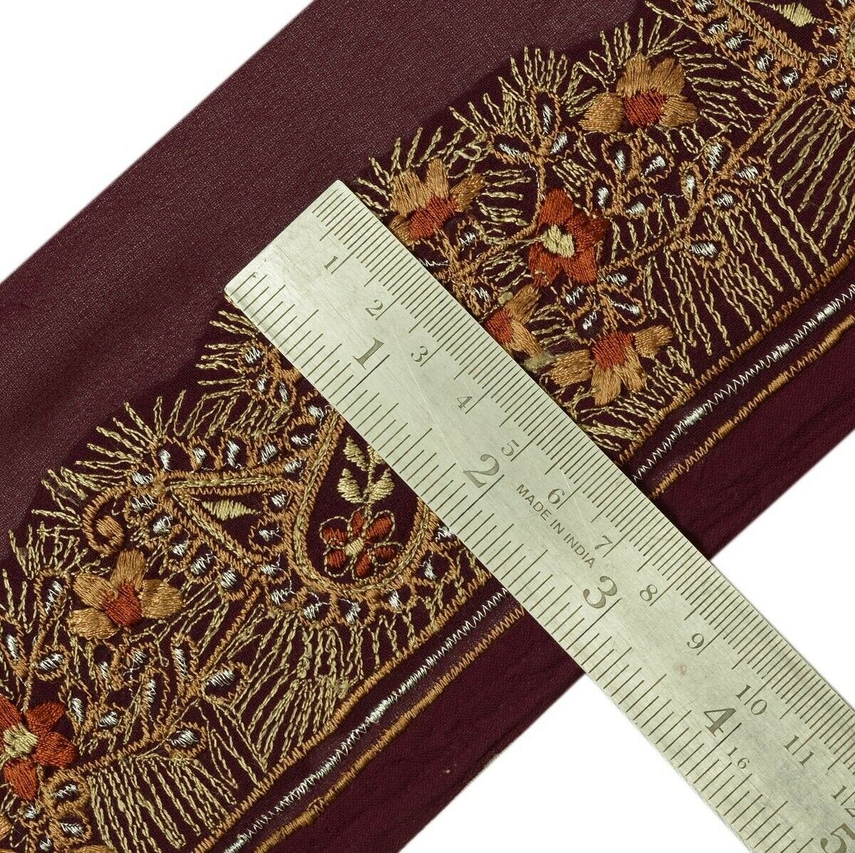 Vintage Sari Border Indian Craft Trim Embroidered Sewing Ribbon Lace Voilet