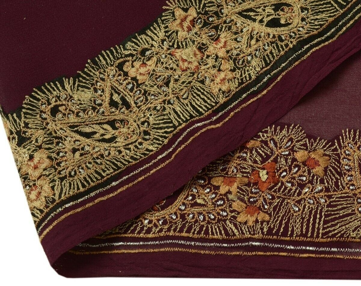 Vintage Sari Border Indian Craft Trim Embroidered Sewing Ribbon Lace Voilet