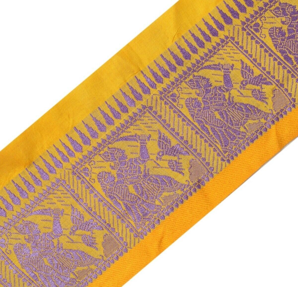 Vintage Saree Border Indian Craft Trim Woven Baluchari Ribbon Lace Yellow Gold