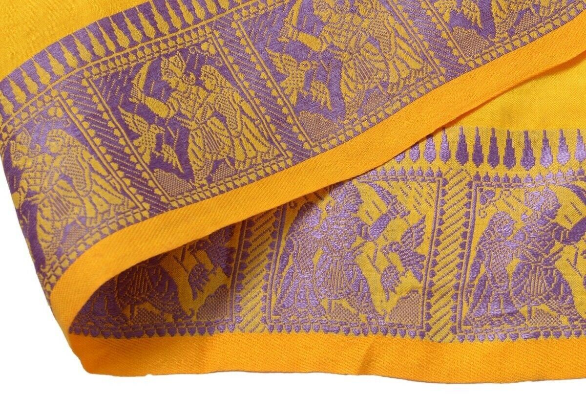 Vintage Saree Border Indian Craft Trim Woven Baluchari Ribbon Lace Yellow Gold