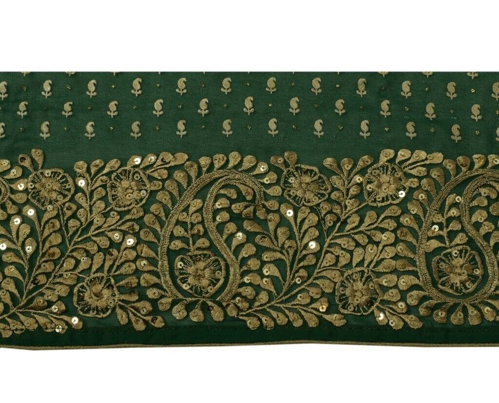 Vintage Sari Border Indian Craft Sewing Trim Embroidered Ribbon Lace Green