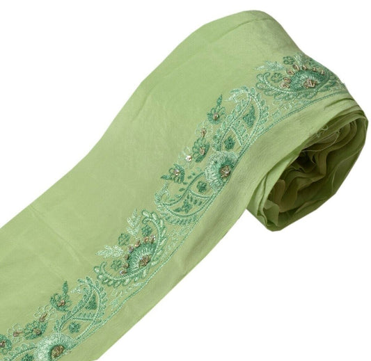 Vintage Saree Border Indian Craft Trim Embroidered Green Sewing Ribbon Lace