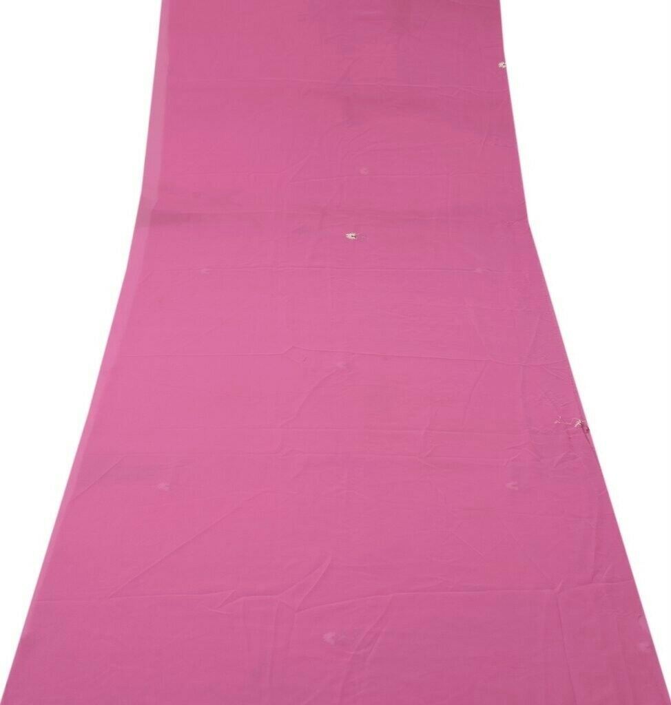 Blend Georgette Silk Vintage Sari Remnant Scrap Fabric for Sewing Craft Pink