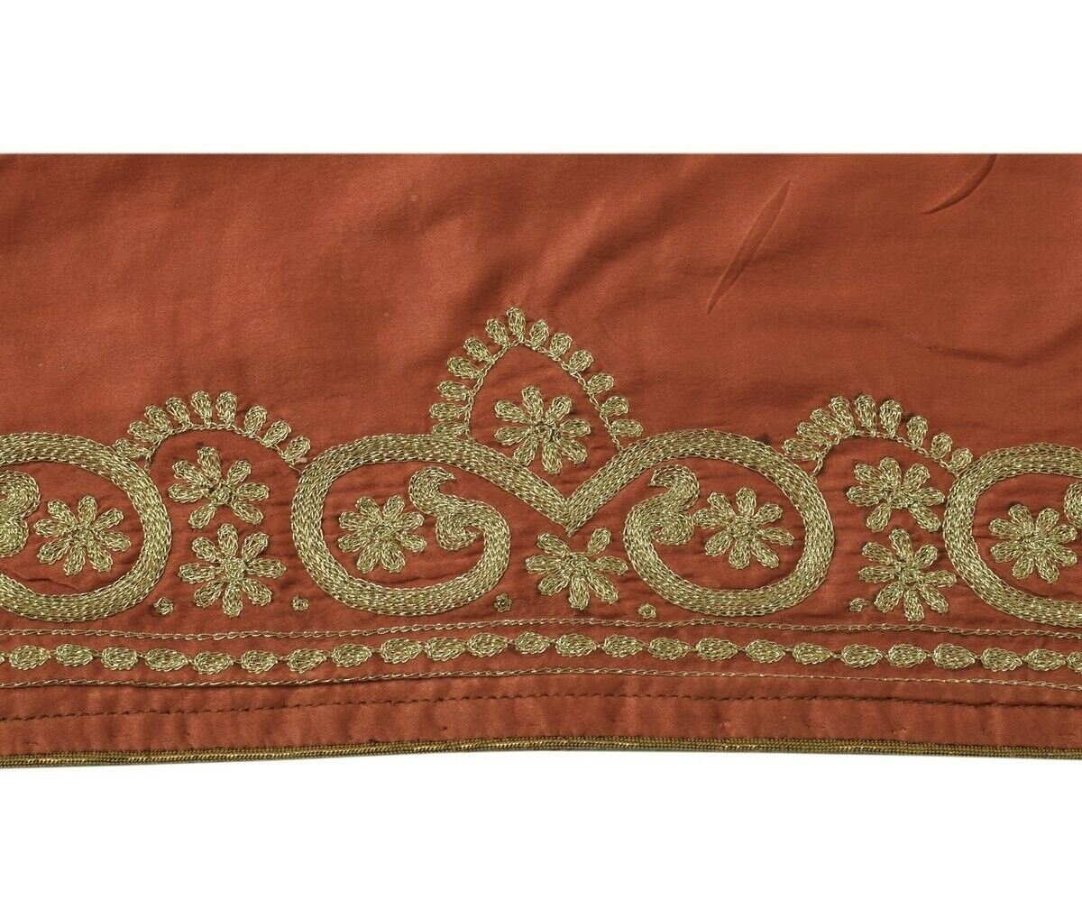 Vintage Sari Border Indian Craft Trim Zari Embroidered Peach Sewing Ribbon Lace