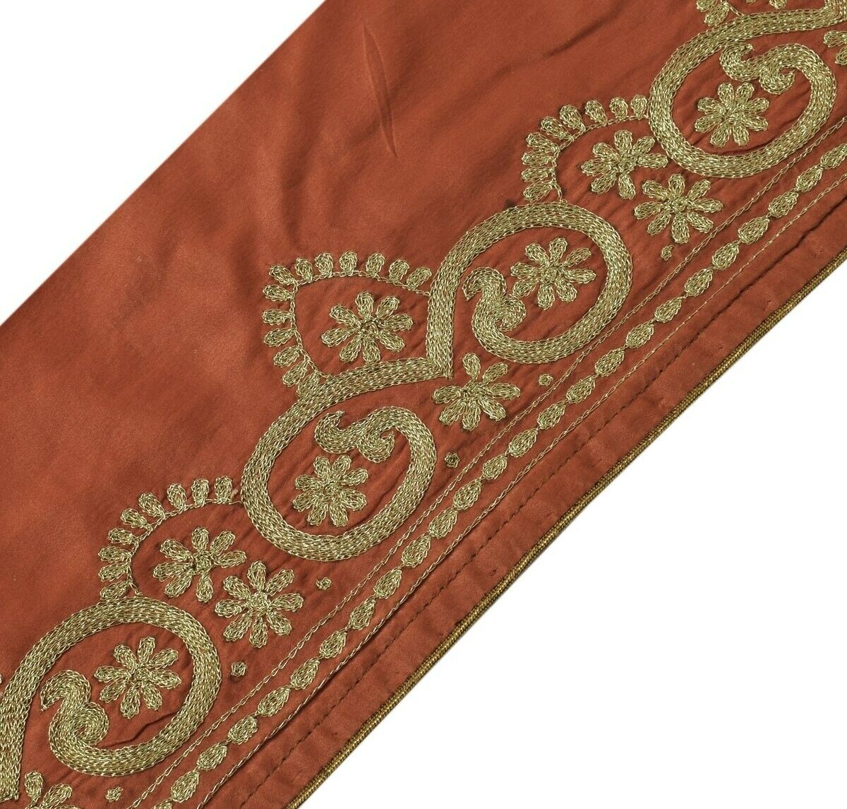 Vintage Sari Border Indian Craft Trim Zari Embroidered Peach Sewing Ribbon Lace