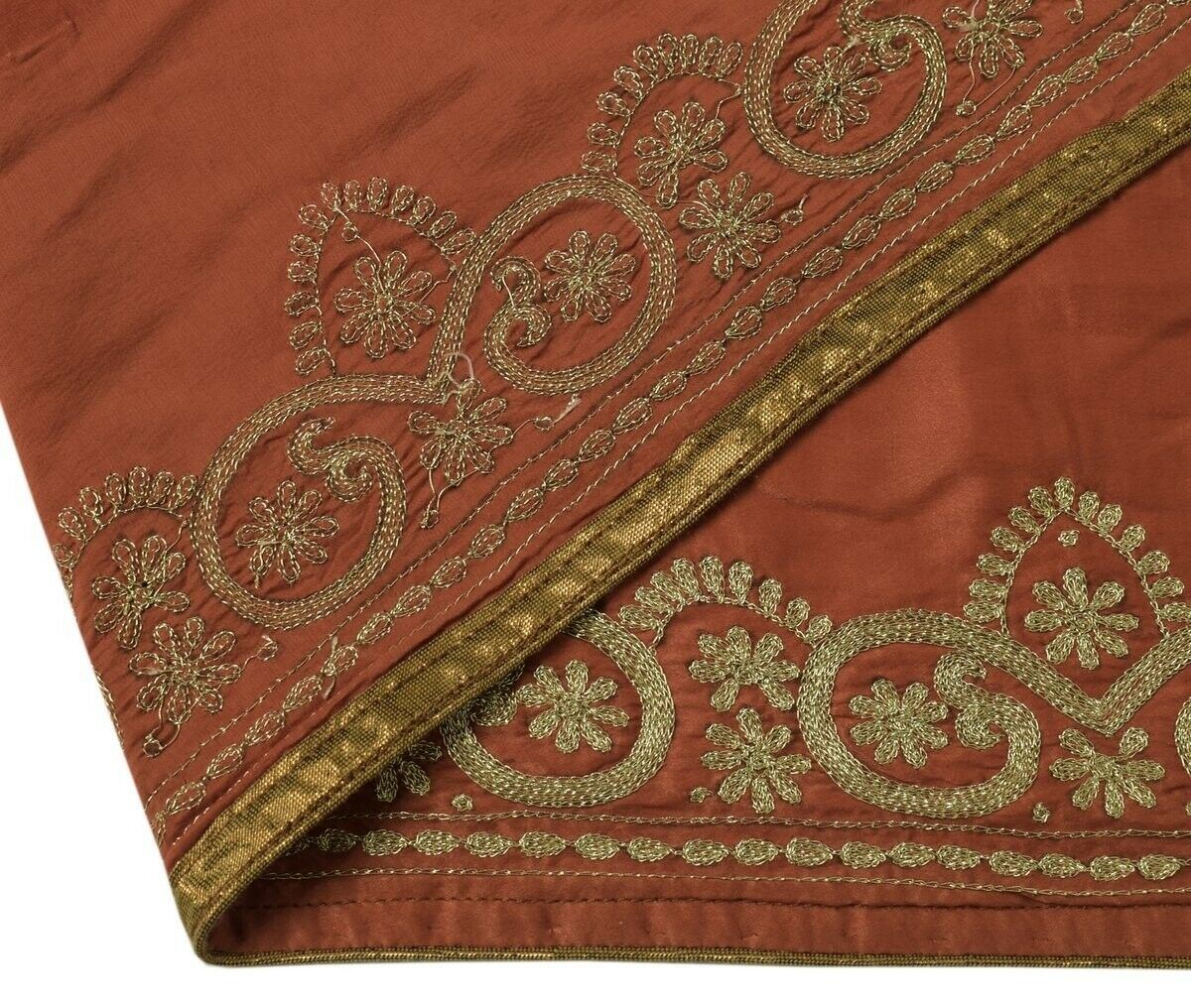 Vintage Sari Border Indian Craft Trim Zari Embroidered Peach Sewing Ribbon Lace