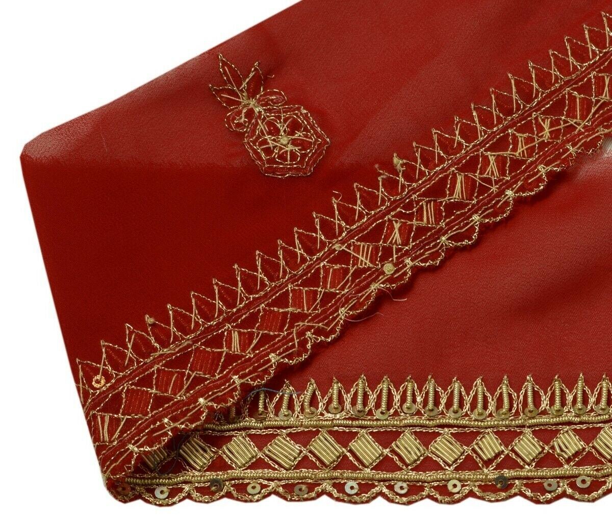 Vintage Saree Border Craft Trim Hand Beaded Zardozi Embroidered Dark Red Lace