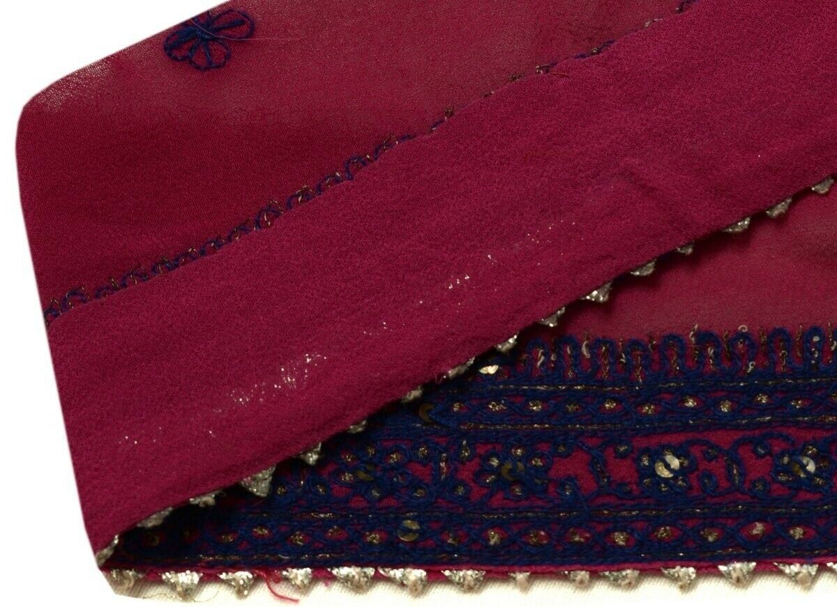 Vintage Saree Border Indian Craft Trim Embroidered Purple Sewing Ribbon Lace