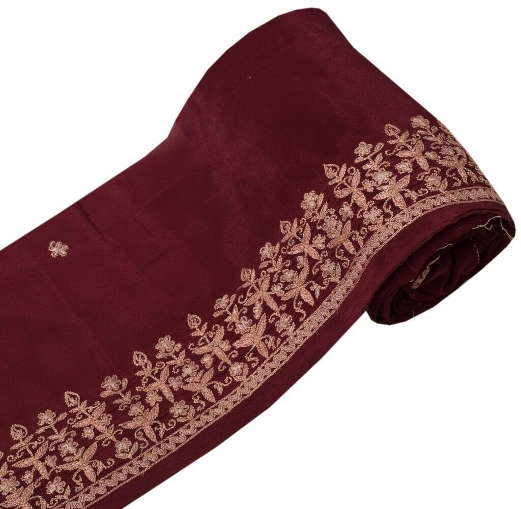 Vintage Sari Border Indian Craft Trim Hand Embroidered Ribbon Lace Magenta