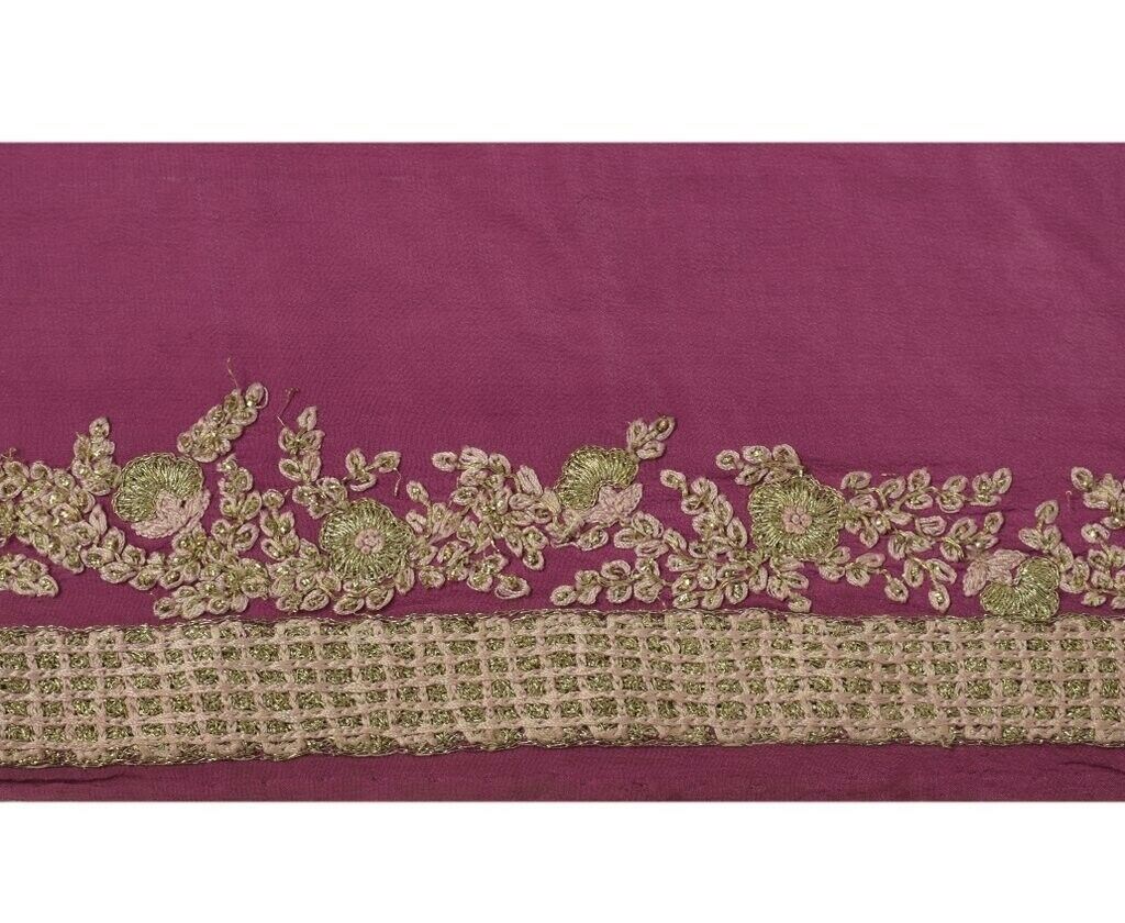 Vintage Sari Border Indian Craft Sewing Trim Hand Embroidered Lace Magenta