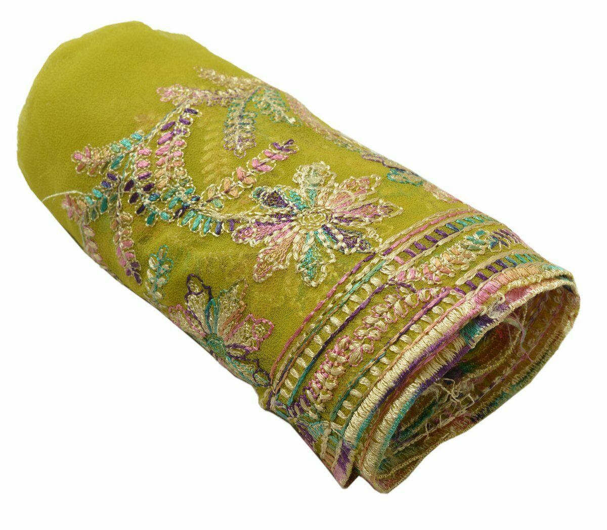 Vintage Saree Border Indian Craft Trim Antique Embroidered Ribbon Lace Green