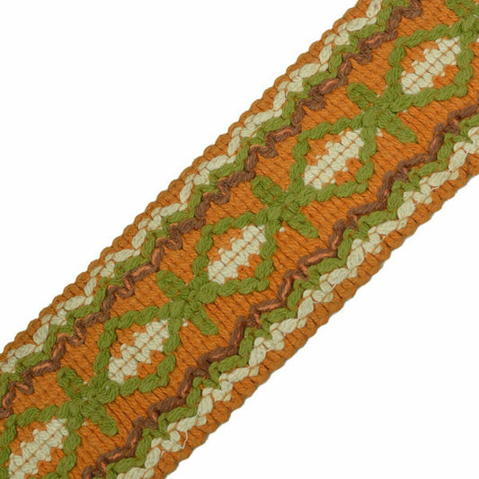 Vintage Saree Border Indian Craft Trim Antique Cotton Ribbon Lace Orange Green