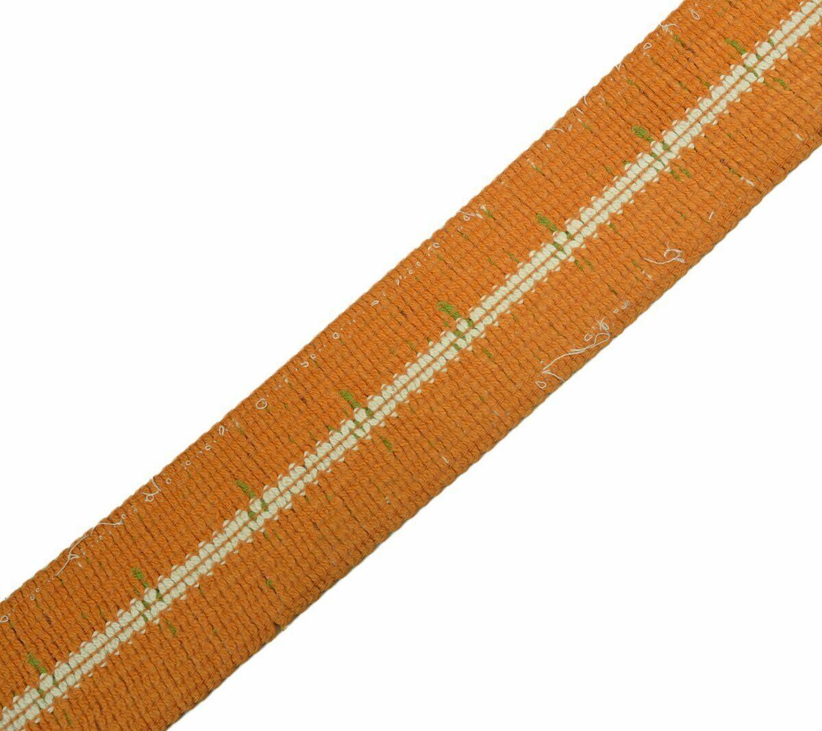 Vintage Saree Border Indian Craft Trim Antique Cotton Ribbon Lace Orange Green