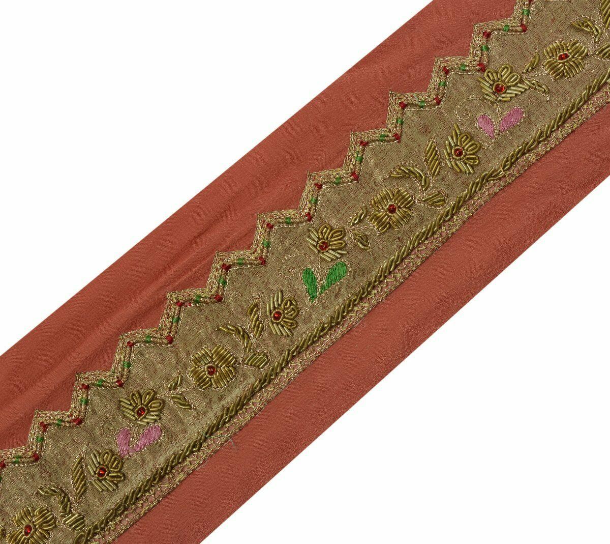 Antique Vintage Saree Border Indian Craft Trim Hand Beaded Zardozi Work Ribbon