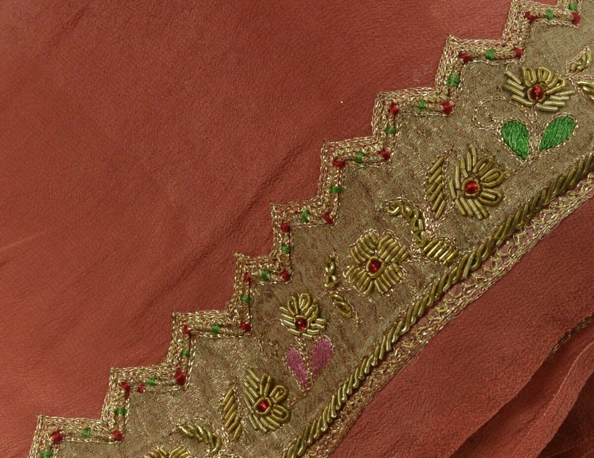 Antique Vintage Saree Border Indian Craft Trim Hand Beaded Zardozi Work Ribbon