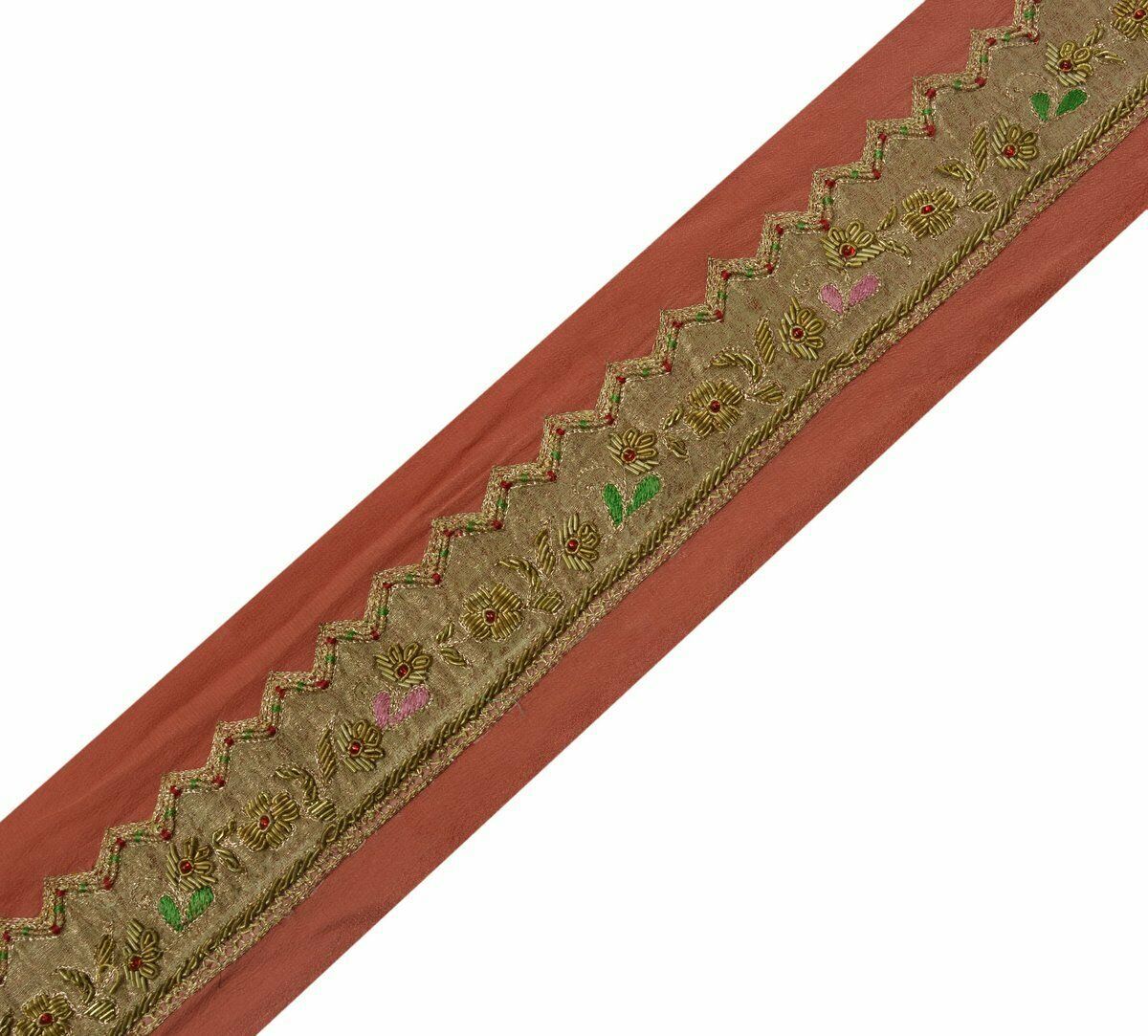 Antique Vintage Saree Border Indian Craft Trim Hand Beaded Zardozi Work Ribbon