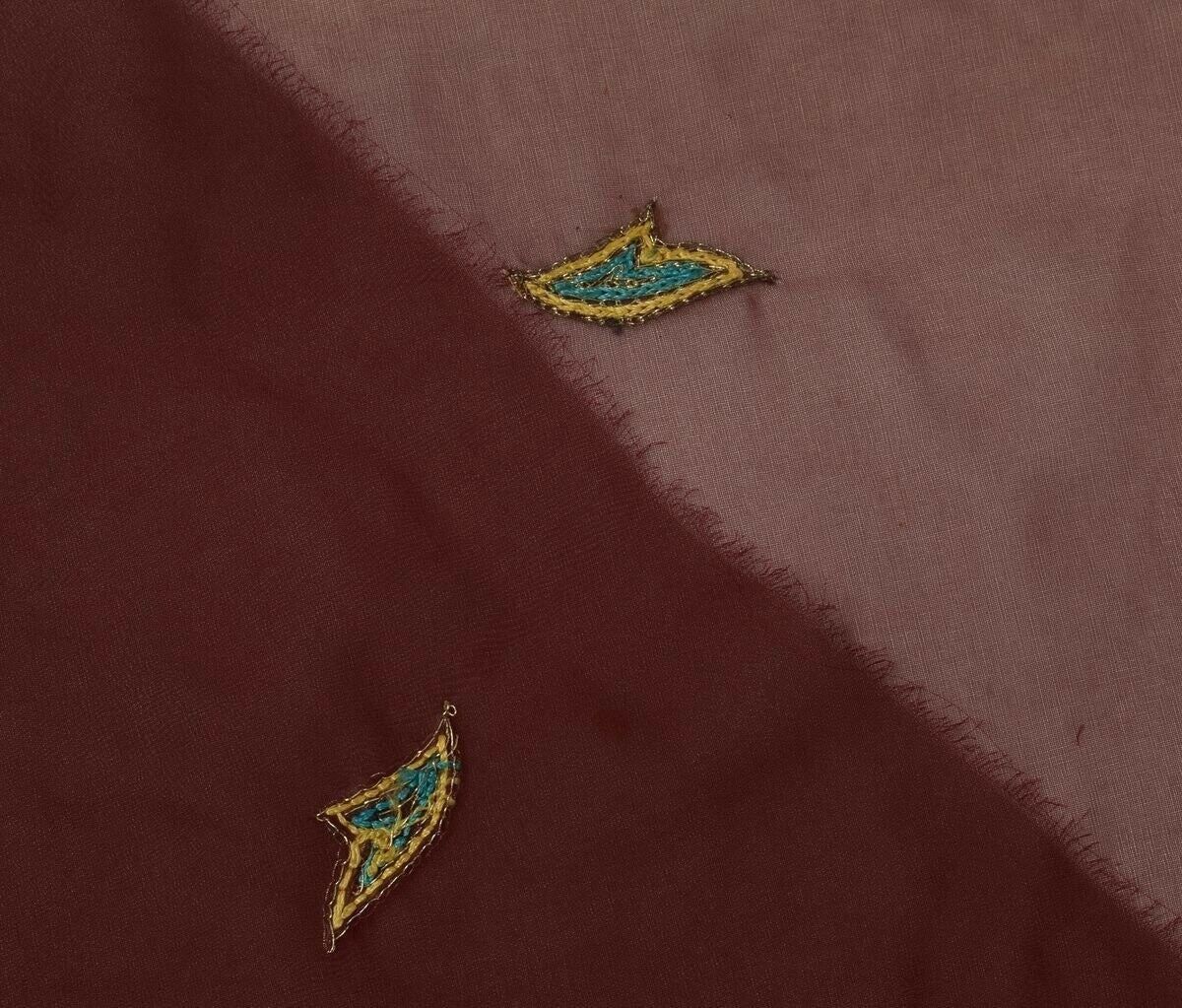 Indian Art Silk Vintage Sari Remnant Scrap Fabric for Sewing Craft Maroon