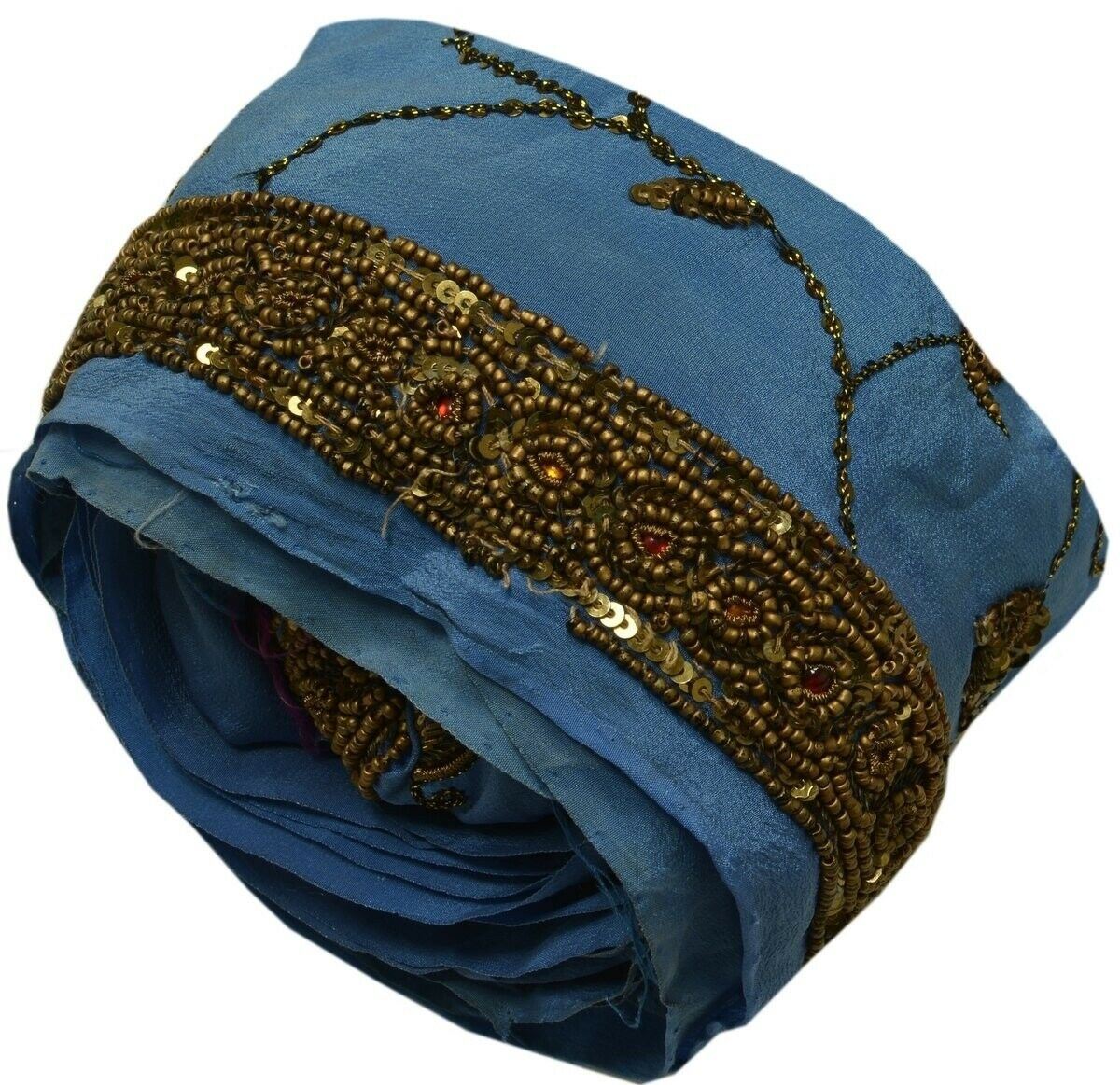 Vintage Sari Border Indian Craft Trim Beaded Antique Color Beads Ribbon Lace