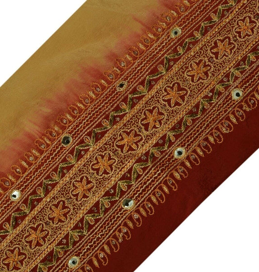 Vintage Sari Border Indian Craft Trim Embroidered Sewing Ribbon Lace Deep Red