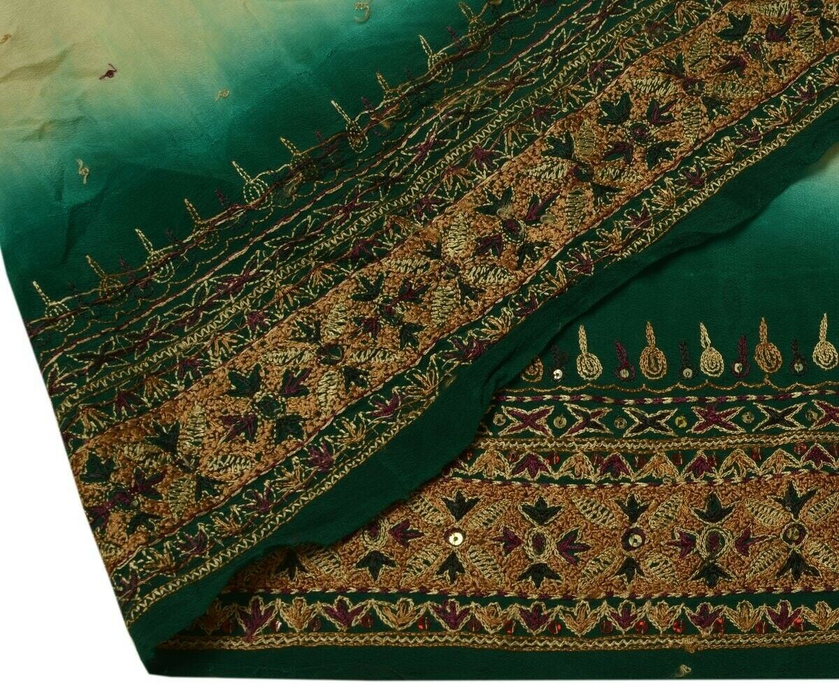 Vintage Sari Border Indian Craft Trim Embroidered Green Sewing Ribbon Lace