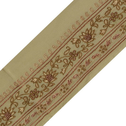 Vintage Sari Border Indian Craft Trim Hand Embroidered Antique Sewing Ribbon