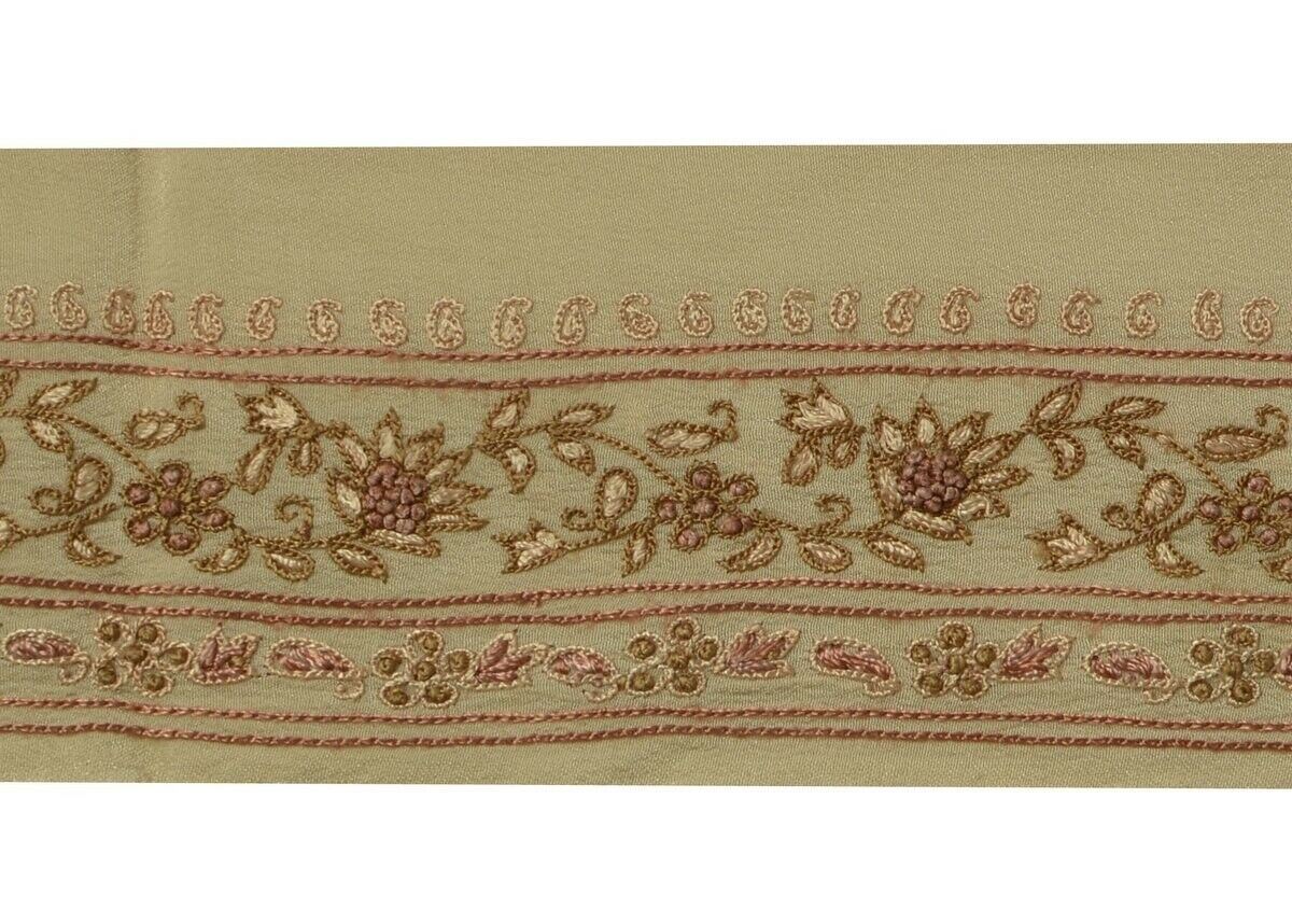 Vintage Sari Border Indian Craft Trim Hand Embroidered Antique Sewing Ribbon