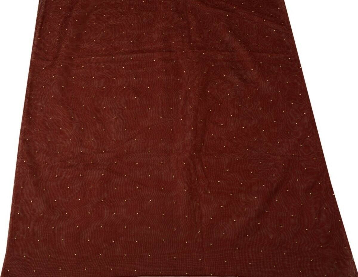 Vintage Sari Remnant Scrap NET Fabric for Sewing Craft Maroon