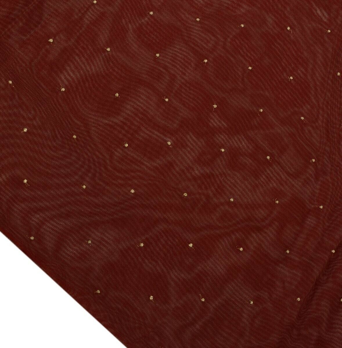 Vintage Sari Remnant Scrap NET Fabric for Sewing Craft Maroon