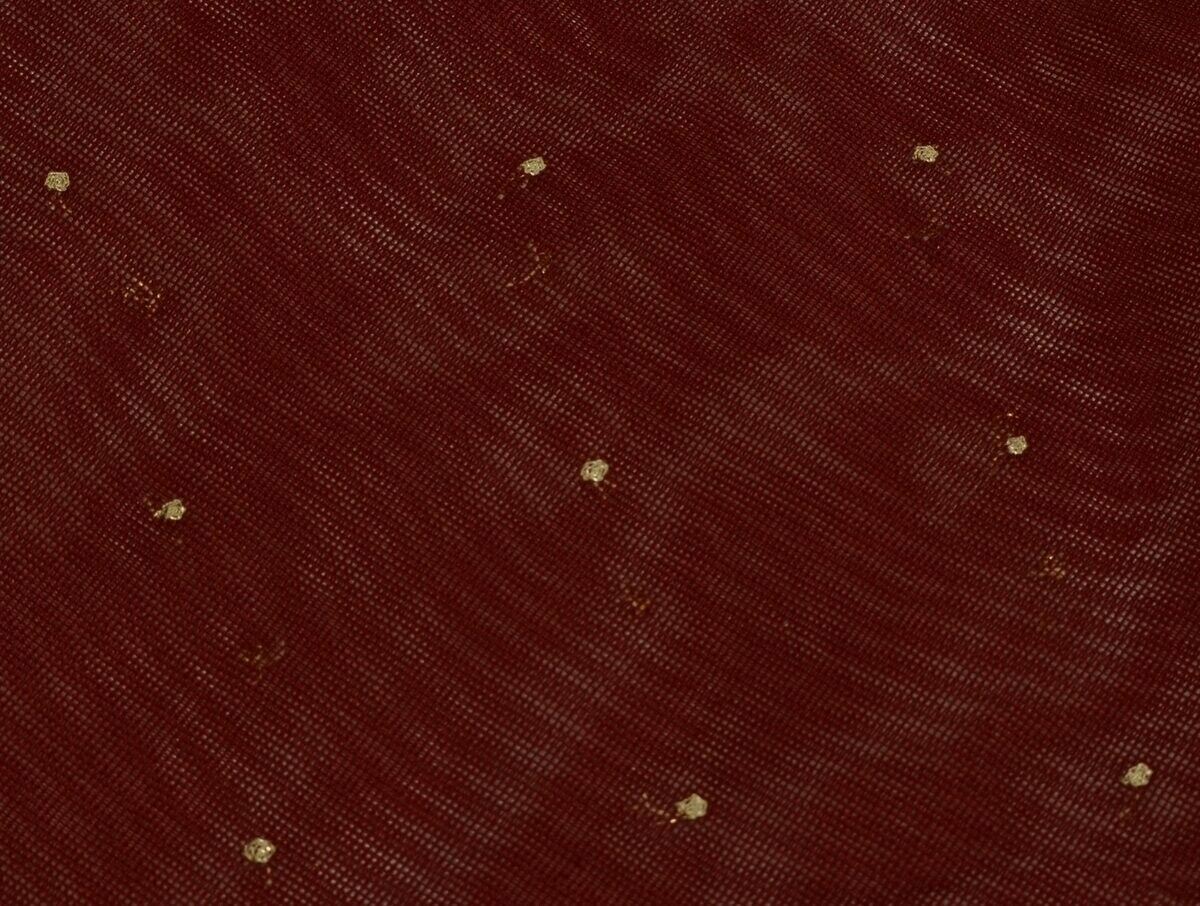 Vintage Sari Remnant Scrap NET Fabric for Sewing Craft Maroon