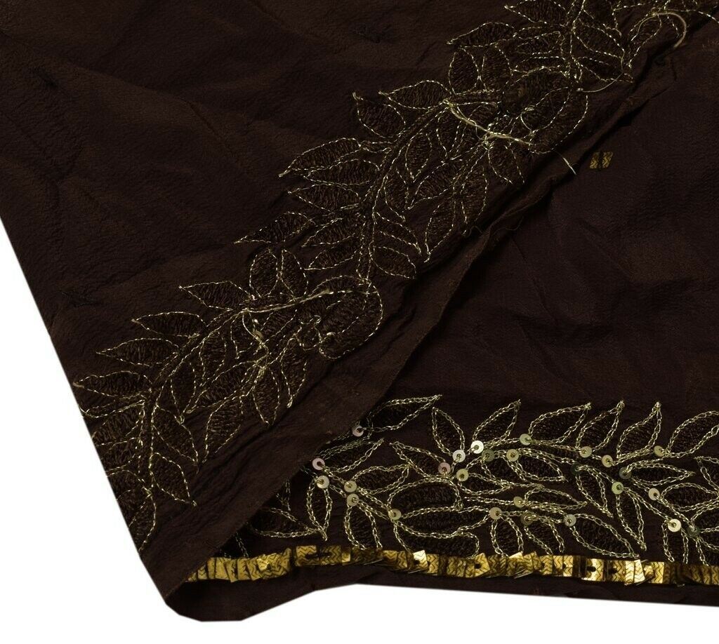 Vintage Sari Border Indian Craft Sewing Trim Embroidered Ribbon Lace Dark Brown