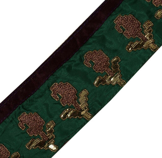 Vintage Sari Border Indian Craft Sewing Trim Embroidered Ribbon Lace Green