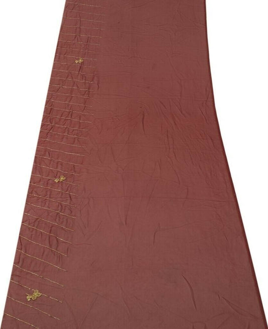 Indian Art Silk Vintage Sari Remnant Scrap Fabric for Sewing Craft Maroon