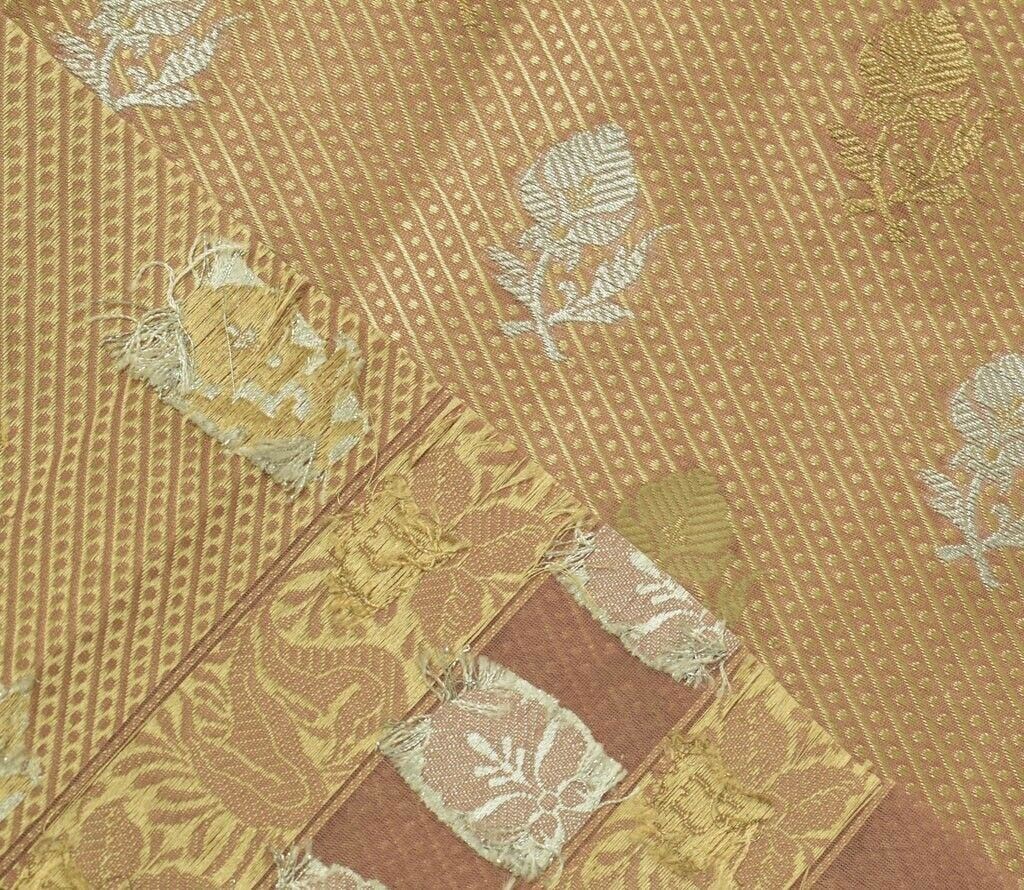 Vintage Saree Remnant Scrap Multi Purpose Woven Pure Silk Craft Design Fabric