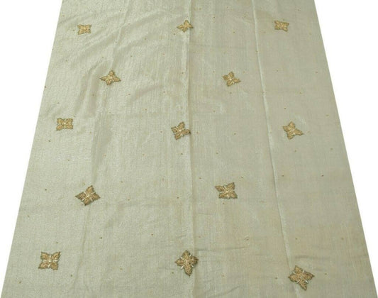 Vintage Saree Remnant Scrap Multi Purpose Craft Fabric Applique Work Gray Tissue