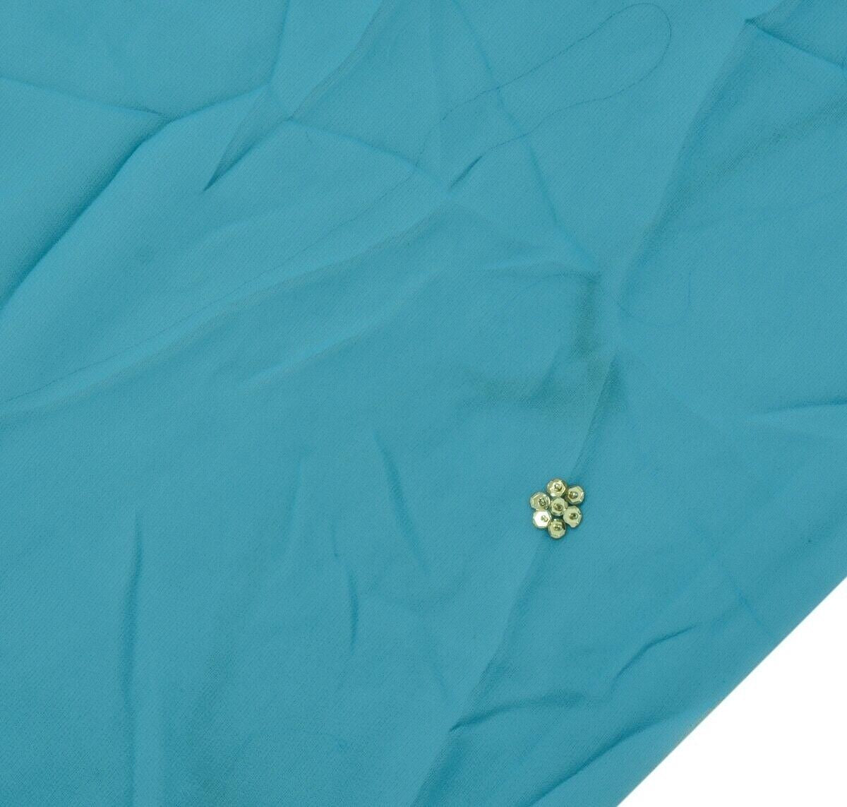 Blend Georgette Silk Blue Vintage Sari Remnant Scrap Fabric for Sewing Craft