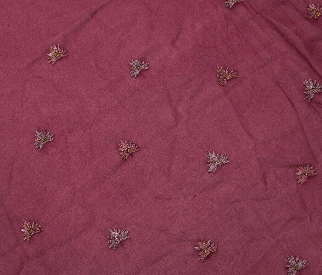 Vintage Saree Remnant Scrap Multi Purpose Design Craft Fabric Embroidered Purple