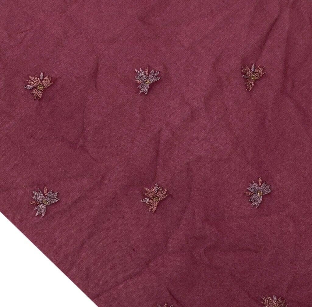 Vintage Saree Remnant Scrap Multi Purpose Design Craft Fabric Embroidered Purple