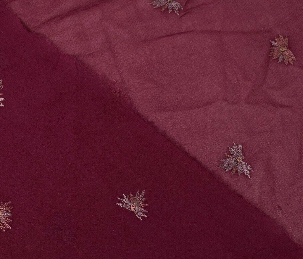 Vintage Saree Remnant Scrap Multi Purpose Design Craft Fabric Embroidered Purple