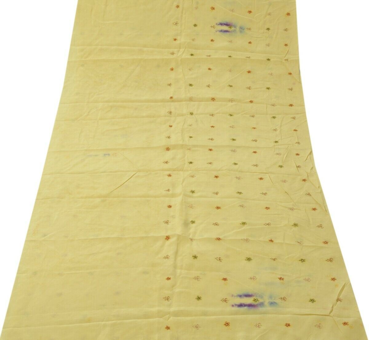 100% Pure Crepe Silk Cream Vintage Sari Remnant Scrap Fabric for Sewing Craft