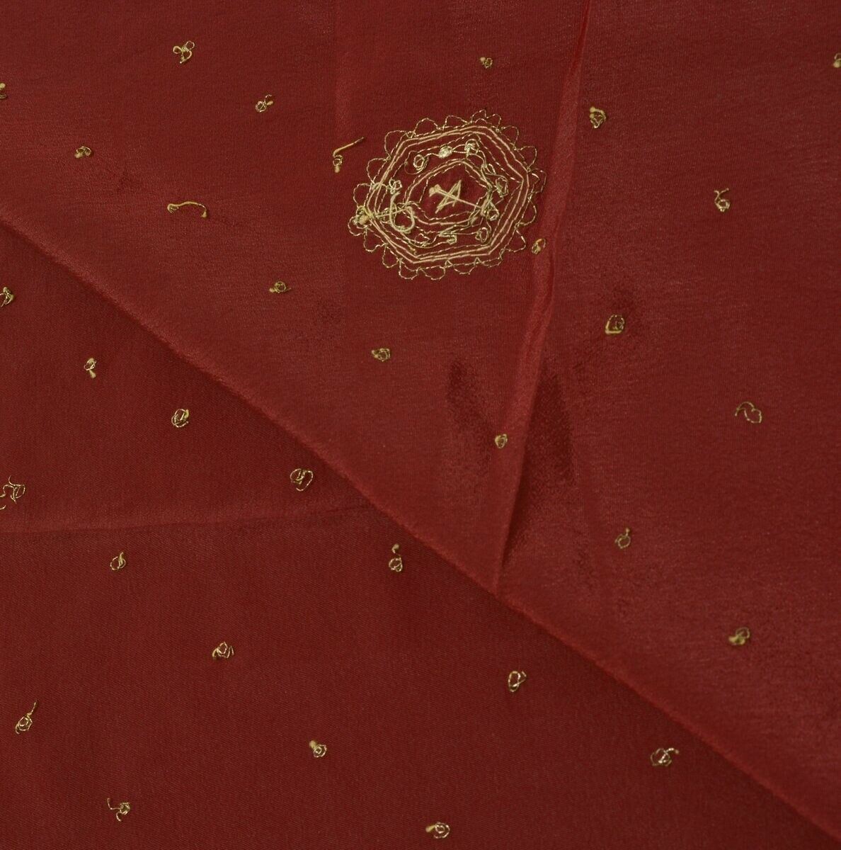 Blend Crepe Silk Maroon Vintage Sari Remnant Scrap Fabric for Sewing Craft