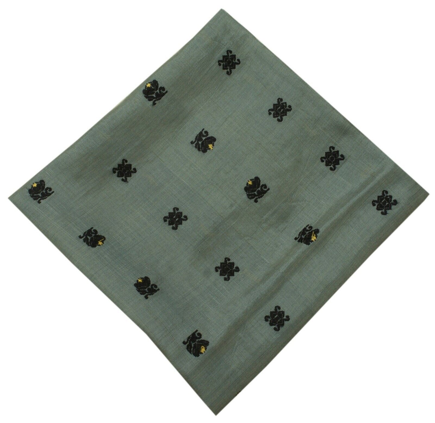 Vintage Saree Remnant Scrap Multi Purpose Craft Thread Woven Gray Fabric