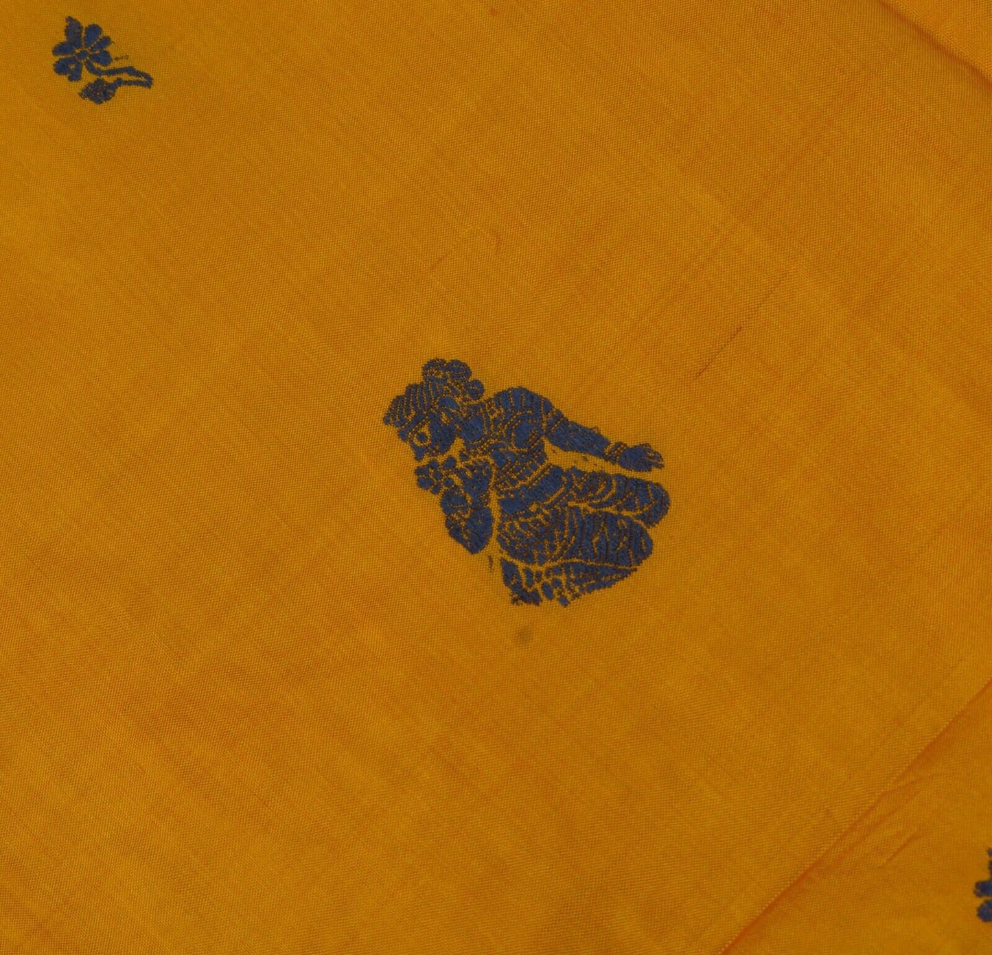 Vintage Saree Remnant Scrap Multi Purpose Craft Thread Woven Mustard Fabric