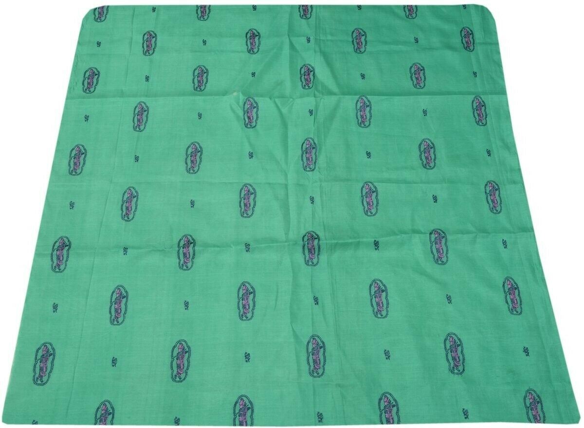 Vintage Saree Multi Purpose Fabric Piece for Sew Craft Woven Krishana Green