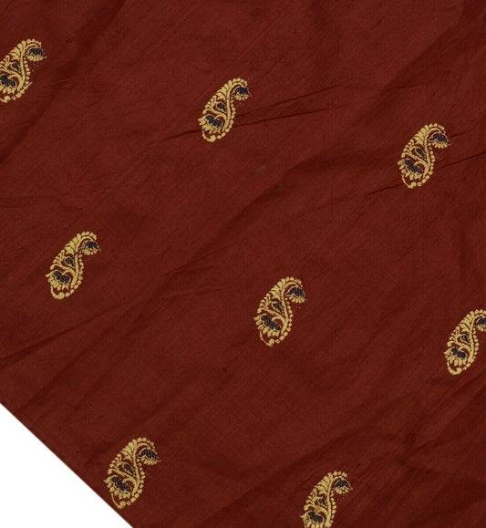 Vintage Saree Multi Purpose Fabric Piece for Sew Craft Woven Pure Silk Maroon